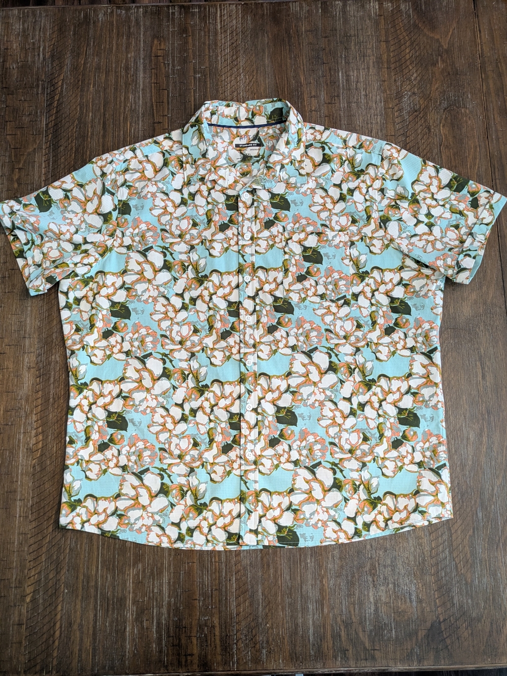 Apt. 9 Floral Short-Sleeve Button-Down Shirt - Light Blue